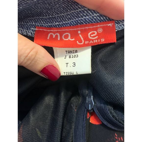 Maje Paris black floral ruffled skirt size 3- Small - Picture 7 of 16